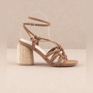 Oasis Society - Nora Strappy Rattan Weave Heels Size 6 (Never Worn)